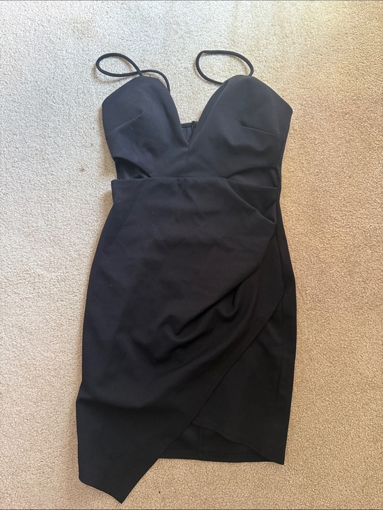 Windsor Dresses & Skirts - Windsor Black Spaghetti-Strap Wrap-Front Mini Dress
